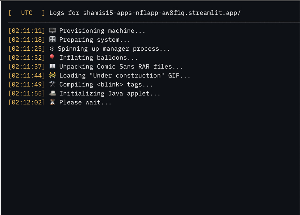 Deployment logs in terminal