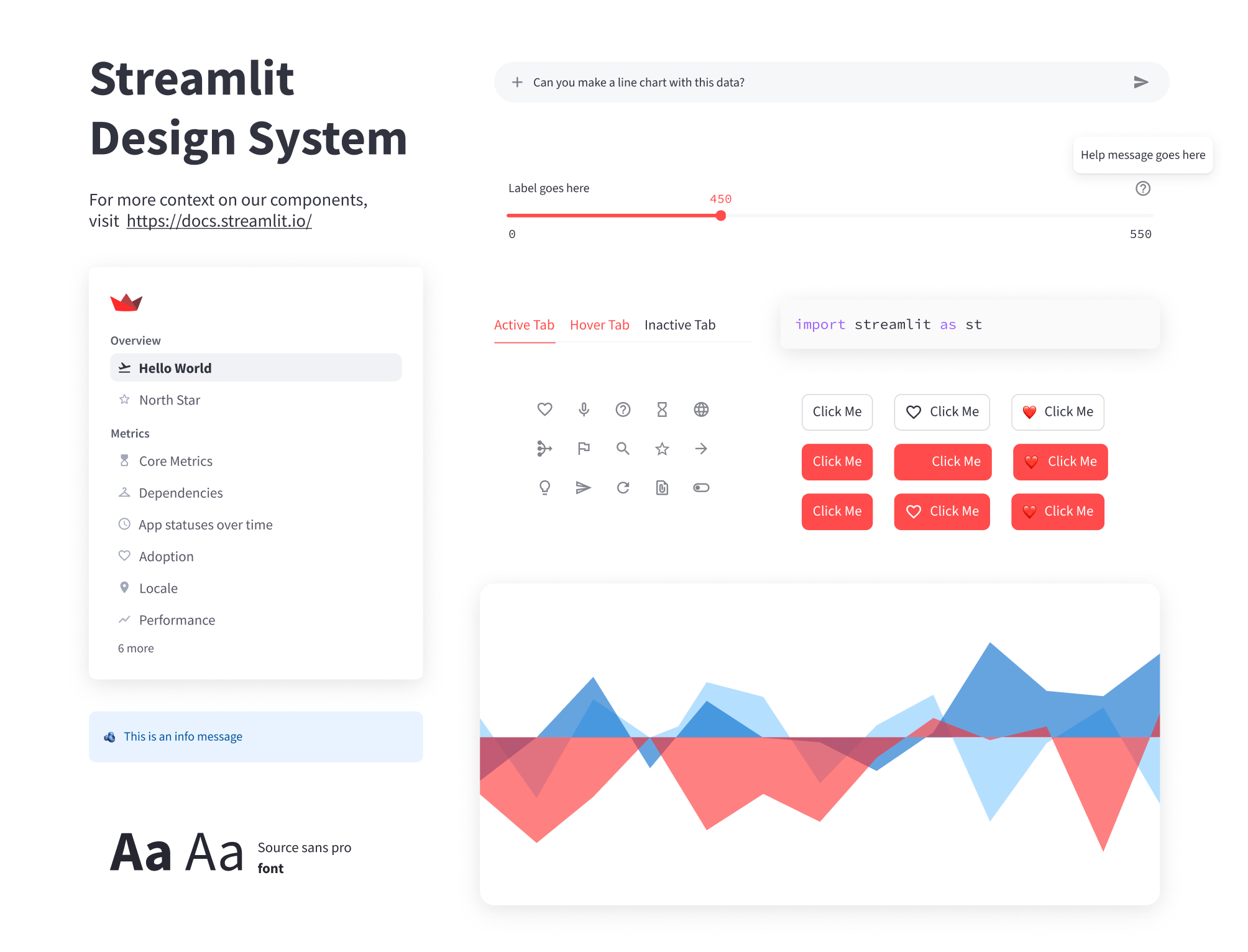 Streamlit design system with components, charts, and typography